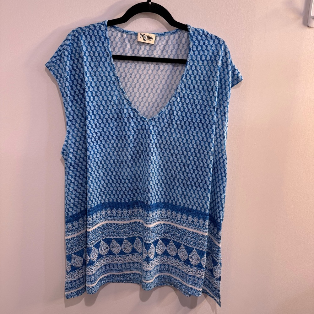 Show Me Your Mumu blue patterned sleeveless top cover